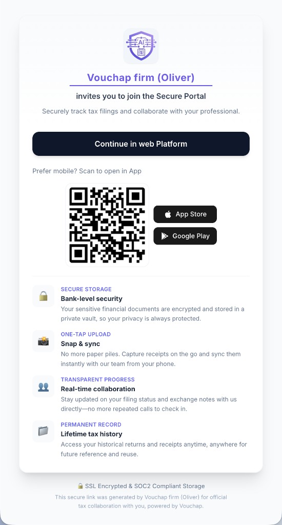 Secure client portal invite